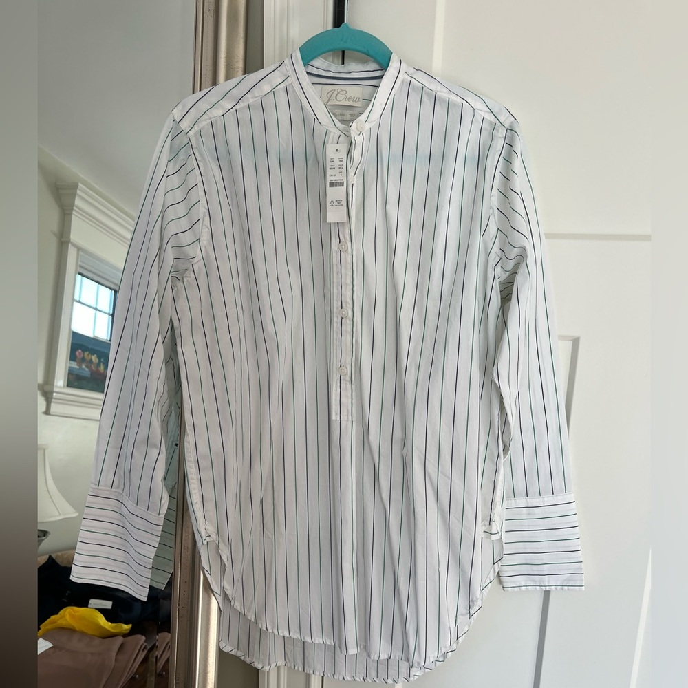 J. Crew tunic poplin pop-over striped shirt. NWT.